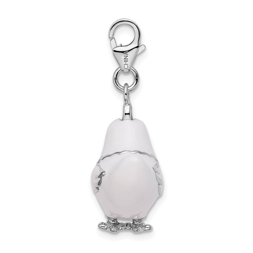 Sterling Silver Rhodium-plated And Enamel Chicken With  Lobster Clasp Charm