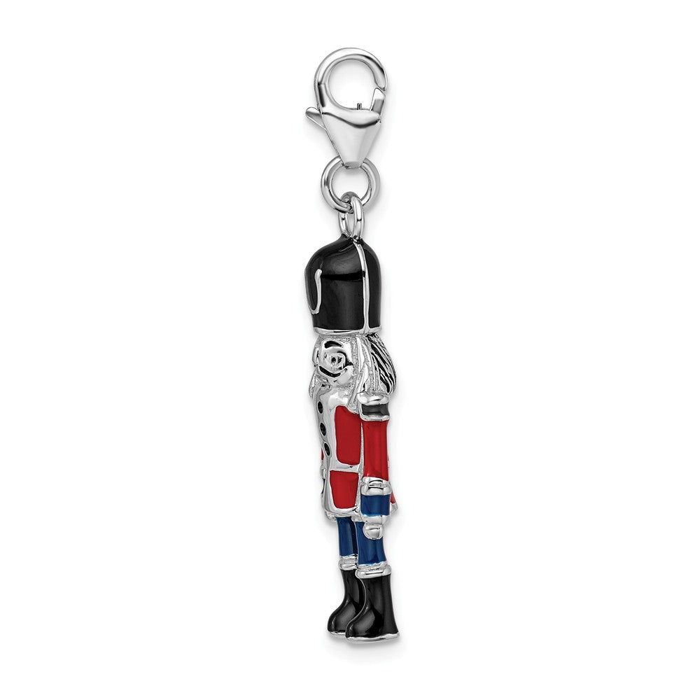 Sterling Silver Rhodium-plated 3-d Enameled Nut Cracker With Lobster Clasp Charm