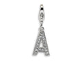 Amore LaVita Sterling Silver CZ Initial Letter A w/Lobster Clasp Bracelet Charm