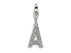Amore LaVita Sterling Silver CZ Initial Letter A w/Lobster Clasp Bracelet Charm