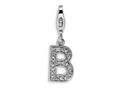 Amore LaVita Sterling Silver CZ Initial Letter B w/Lobster Clasp Bracelet Charm