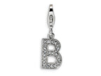 Amore LaVita Sterling Silver CZ Initial Letter B w/Lobster Clasp Bracelet Charm