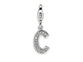 Amore LaVita Sterling Silver CZ Initial Letter C w/Lobster Clasp Bracelet Charm