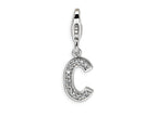 Amore LaVita Sterling Silver CZ Initial Letter C w/Lobster Clasp Bracelet Charm