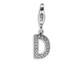 Amore LaVita Sterling Silver CZ Initial Letter D w/Lobster Clasp Bracelet Charm