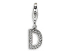 Amore LaVita Sterling Silver CZ Initial Letter D w/Lobster Clasp Bracelet Charm