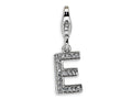 Amore LaVita Sterling Silver CZ Initial Letter E w/Lobster Clasp Bracelet Charm