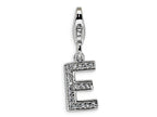 Amore LaVita Sterling Silver CZ Initial Letter E w/Lobster Clasp Bracelet Charm