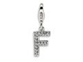 Amore LaVita Sterling Silver CZ Initial Letter F w/Lobster Clasp Bracelet Charm