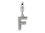 Amore LaVita Sterling Silver CZ Initial Letter F w/Lobster Clasp Bracelet Charm