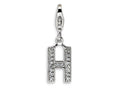 Amore LaVita Sterling Silver CZ Initial Letter H w/Lobster Clasp Bracelet Charm