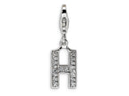 Amore LaVita Sterling Silver CZ Initial Letter H w/Lobster Clasp Bracelet Charm