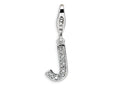 Amore LaVita Sterling Silver CZ Initial Letter J w/Lobster Clasp Bracelet Charm