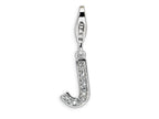 Amore LaVita Sterling Silver CZ Initial Letter J w/Lobster Clasp Bracelet Charm
