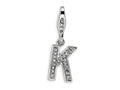 Amore LaVita Sterling Silver CZ Initial Letter K w/Lobster Clasp Bracelet Charm
