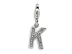 Amore LaVita Sterling Silver CZ Initial Letter K w/Lobster Clasp Bracelet Charm