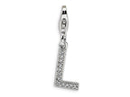 Amore LaVita Sterling Silver CZ Initial Letter L w/Lobster Clasp Bracelet Charm