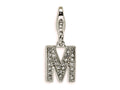 Amore LaVita Sterling Silver CZ Initial Letter M w/Lobster Clasp Bracelet Charm