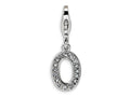 Amore LaVita Sterling Silver CZ Initial Letter O w/Lobster Clasp Bracelet Charm