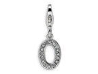 Amore LaVita Sterling Silver CZ Initial Letter O w/Lobster Clasp Bracelet Charm
