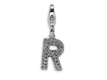 Amore LaVita Sterling Silver CZ Initial Letter R w/Lobster Clasp Bracelet Charm