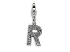 Amore LaVita Sterling Silver CZ Initial Letter R w/Lobster Clasp Bracelet Charm