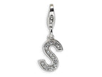 Amore LaVita Sterling Silver CZ Initial Letter S w/Lobster Clasp Bracelet Charm