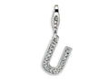 Amore LaVita Sterling Silver CZ Initial Letter U w/Lobster Clasp Bracelet Charm