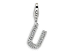 Amore LaVita Sterling Silver CZ Initial Letter U w/Lobster Clasp Bracelet Charm