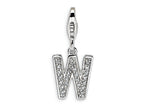 Amore LaVita Sterling Silver CZ Initial Letter W w/Lobster Clasp Bracelet Charm