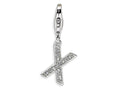 Amore LaVita Sterling Silver CZ Initial Letter X w/Lobster Clasp Bracelet Charm