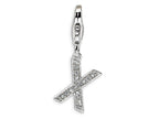 Amore LaVita Sterling Silver CZ Initial Letter X w/Lobster Clasp Bracelet Charm