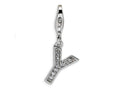 Amore LaVita Sterling Silver CZ Initial Letter Y w/Lobster Clasp Bracelet Charm