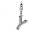 Amore LaVita Sterling Silver CZ Initial Letter Y w/Lobster Clasp Bracelet Charm