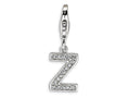 Amore LaVita Sterling Silver CZ Initial Letter Z w/Lobster Clasp Bracelet Charm