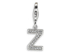 Amore LaVita Sterling Silver CZ Initial Letter Z w/Lobster Clasp Bracelet Charm