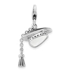 Amore LaVita Sterling Silver 3-D Graduation Cap with Lobster Clasp Charm (Moveable tassel) for Charm Bracelet