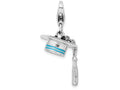 Sterling Silver Rhodium-plated Polished And Enamel Graduation Cap Charm