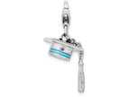 Sterling Silver Rhodium-plated Polished And Enamel Graduation Cap Charm