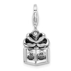 Sterling Silver Rhodium-plated Yellow Enameled Present With Lobster Clasp Charm