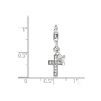 Sterling Silver Rhodium-plated Polished With Cz Two Crosterling Silver Lobster Clasp Charm