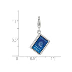 Sterling Silver Rhodium-plated Enameled 3d Passport Lobster Clasp Charm