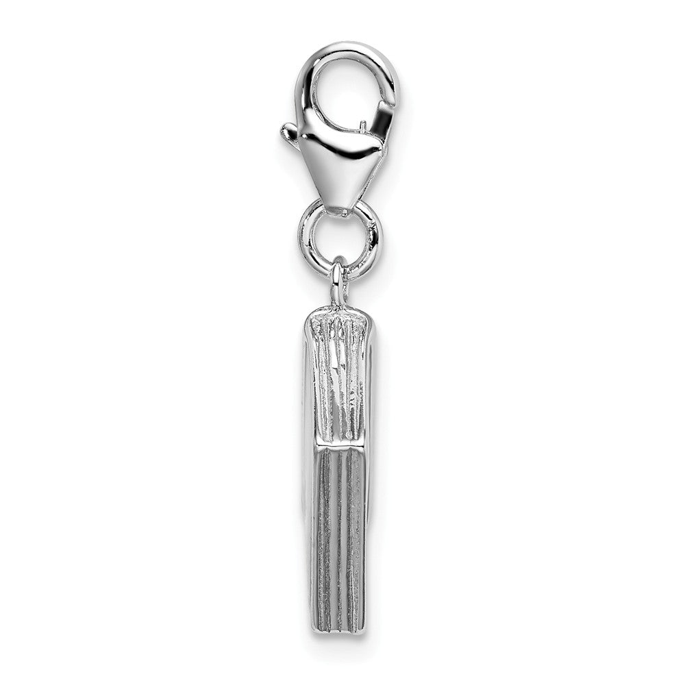 Sterling Silver Rhodium-plated Enameled 3d Passport Lobster Clasp Charm