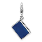 Sterling Silver Rhodium-plated Enameled 3d Passport Lobster Clasp Charm
