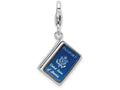 Sterling Silver Rhodium-plated Enameled 3d Passport Lobster Clasp Charm