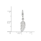 Sterling Silver Rhodium-plated Polished Feather With Lobster Clasp Charm