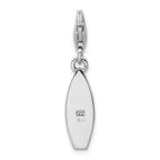 Sterling Silver Rhodium-plated Enameled Surf Board With  Flowers Lobster Clasp Charm