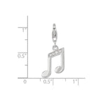 Sterling Silver Rhodium-plated With Cz Music Note Lobster Clasp Charm