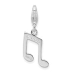 Sterling Silver Rhodium-plated With Cz Music Note Lobster Clasp Charm