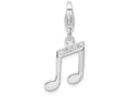 Sterling Silver Rhodium-plated With Cz Music Note Lobster Clasp Charm